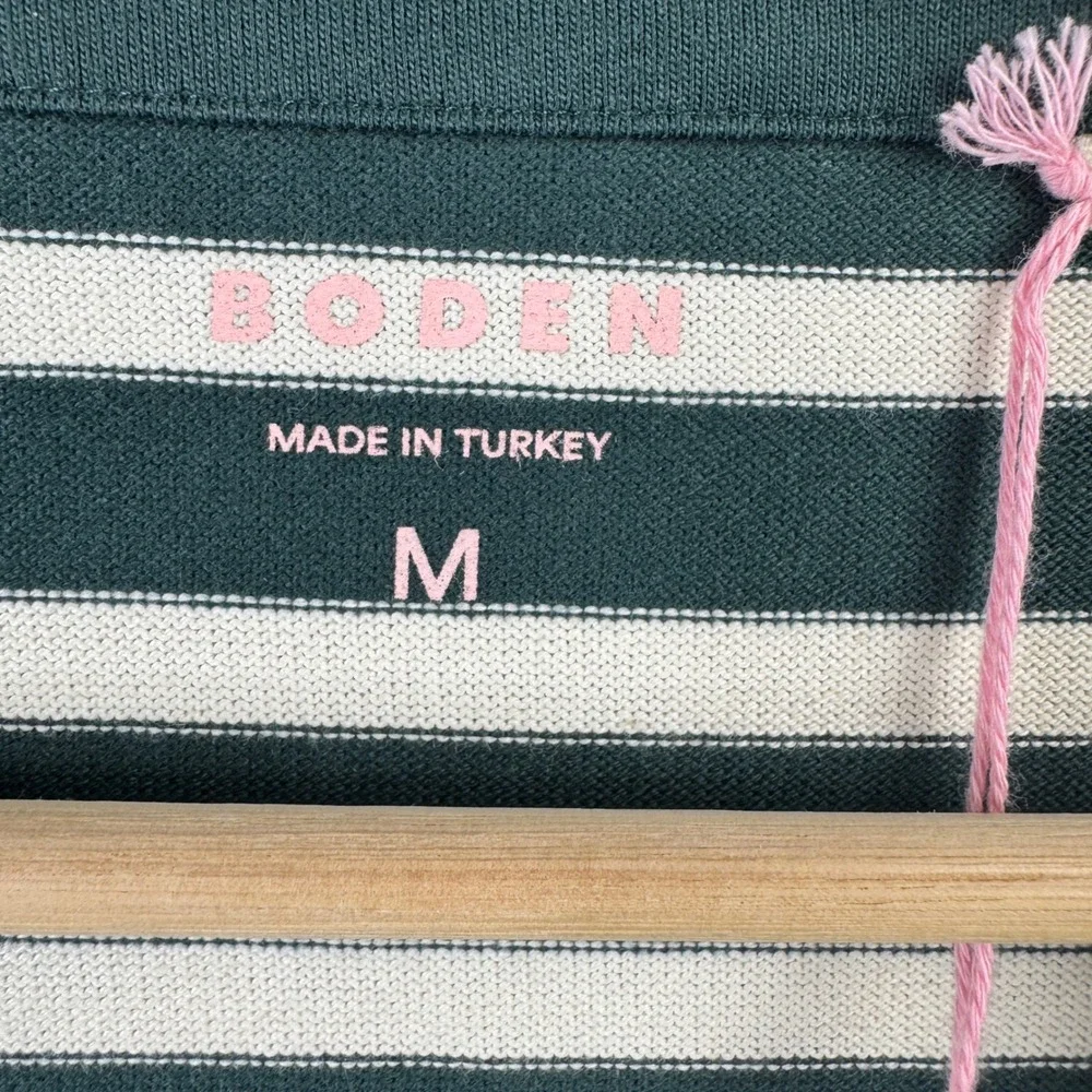 Boden Women's Dark Green and White Striped Long Sleeve Tee - Picture 7 of 9